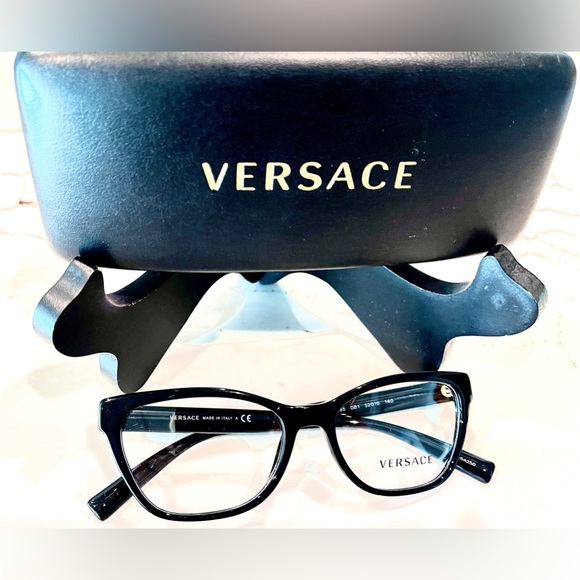 New Versace Glasses & Case Black frame/Gold logo - Picture 3 of 16